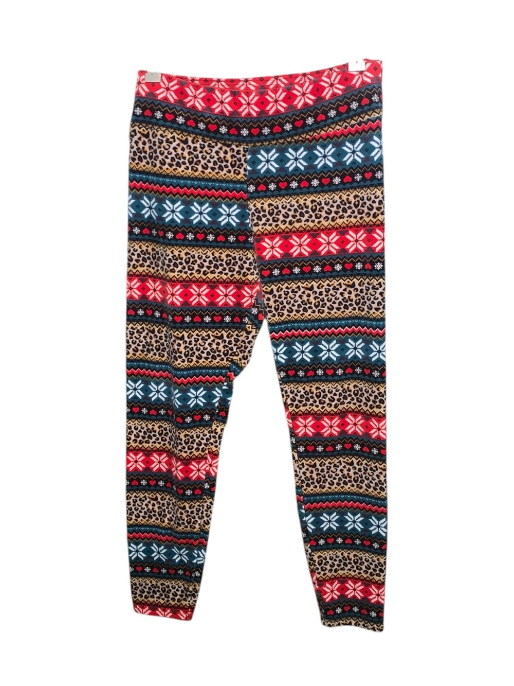No Boundaries Snowflake Holiday Thick Fleece Leggings Cheetah Print Christmas